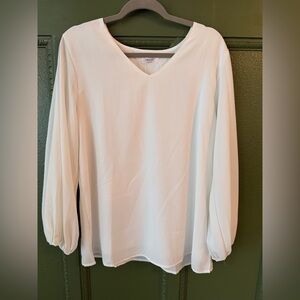Qearal Elegant White V-Neck Blouse